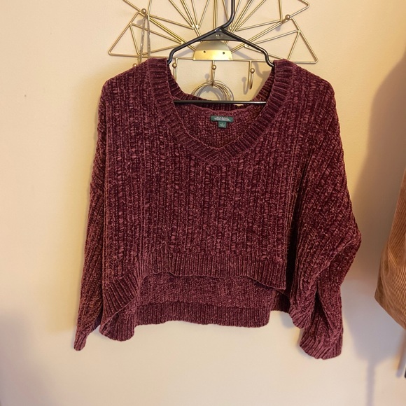 Red/Purple Oversized Crop Sweater - Picture 5 of 8